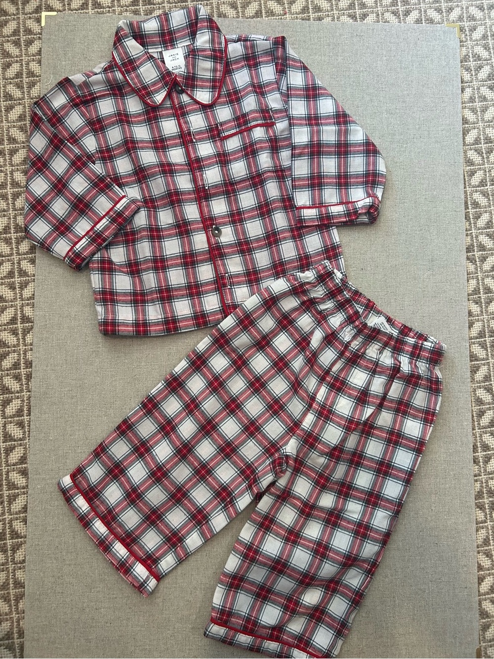 Janie and Jack Red Plaid Pajama Set - Two-Piece Button Front Sleepwear